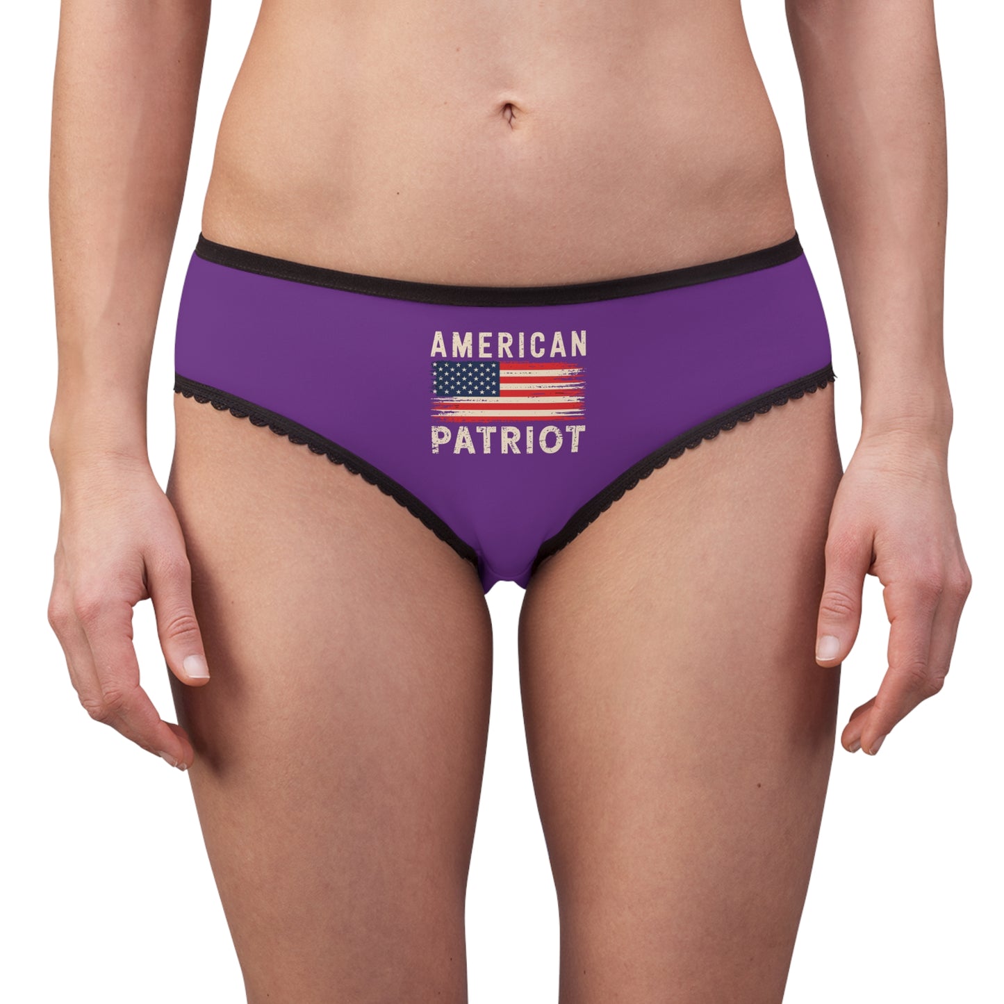 "American Patriot" with Flag #02, Women's Briefs (Vesper Violet)