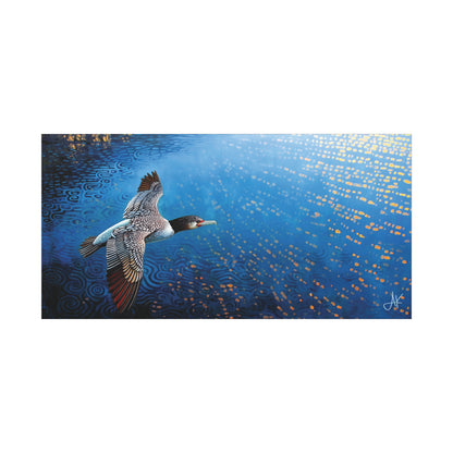 "Sky Kin III – Gannet Above the Tidal Script", Fine Art Matte Canvas, Stretched, 1.25"