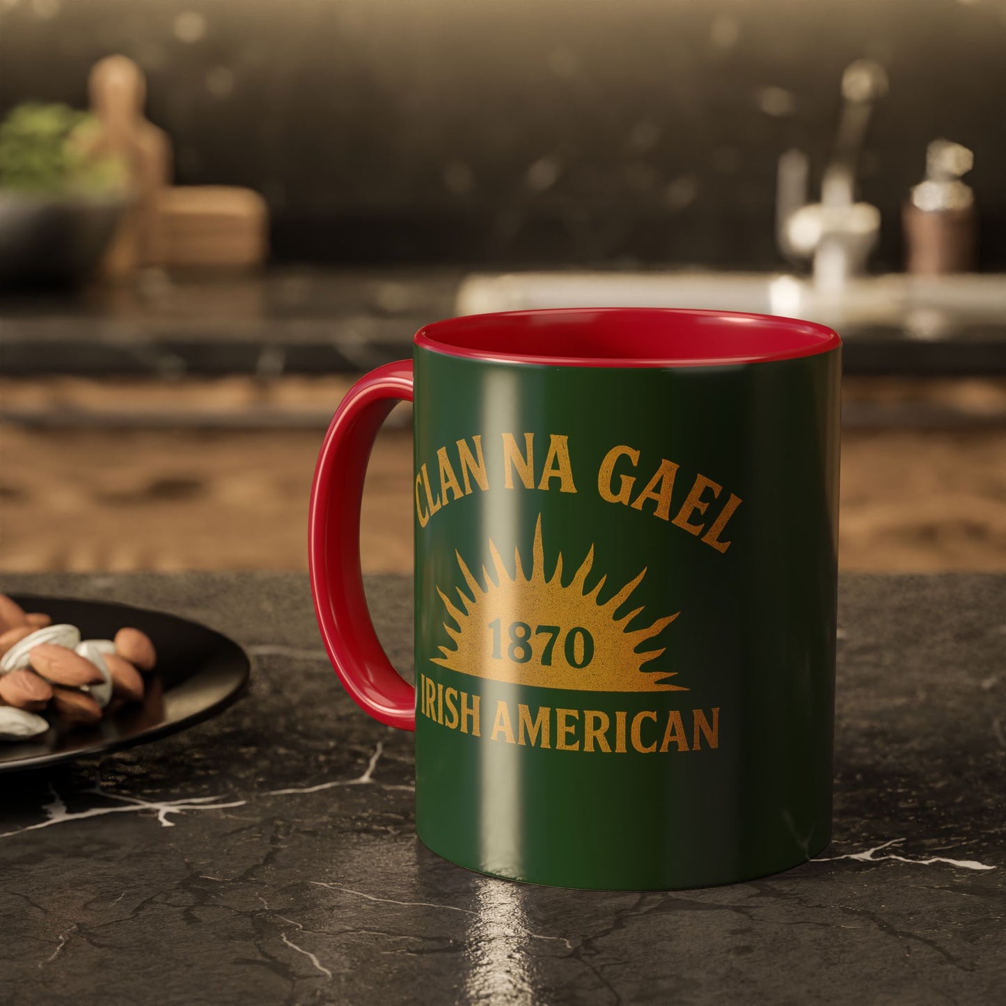 "Clan na Gael - Irish American", Colorful Mugs (11oz, 15oz) (Brithemain Green)