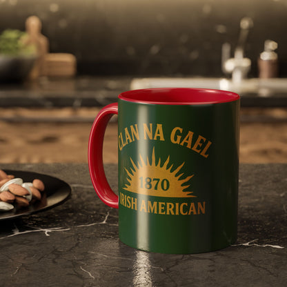 "Clan na Gael - Irish American", Colorful Mugs (11oz, 15oz) (Brithemain Green)