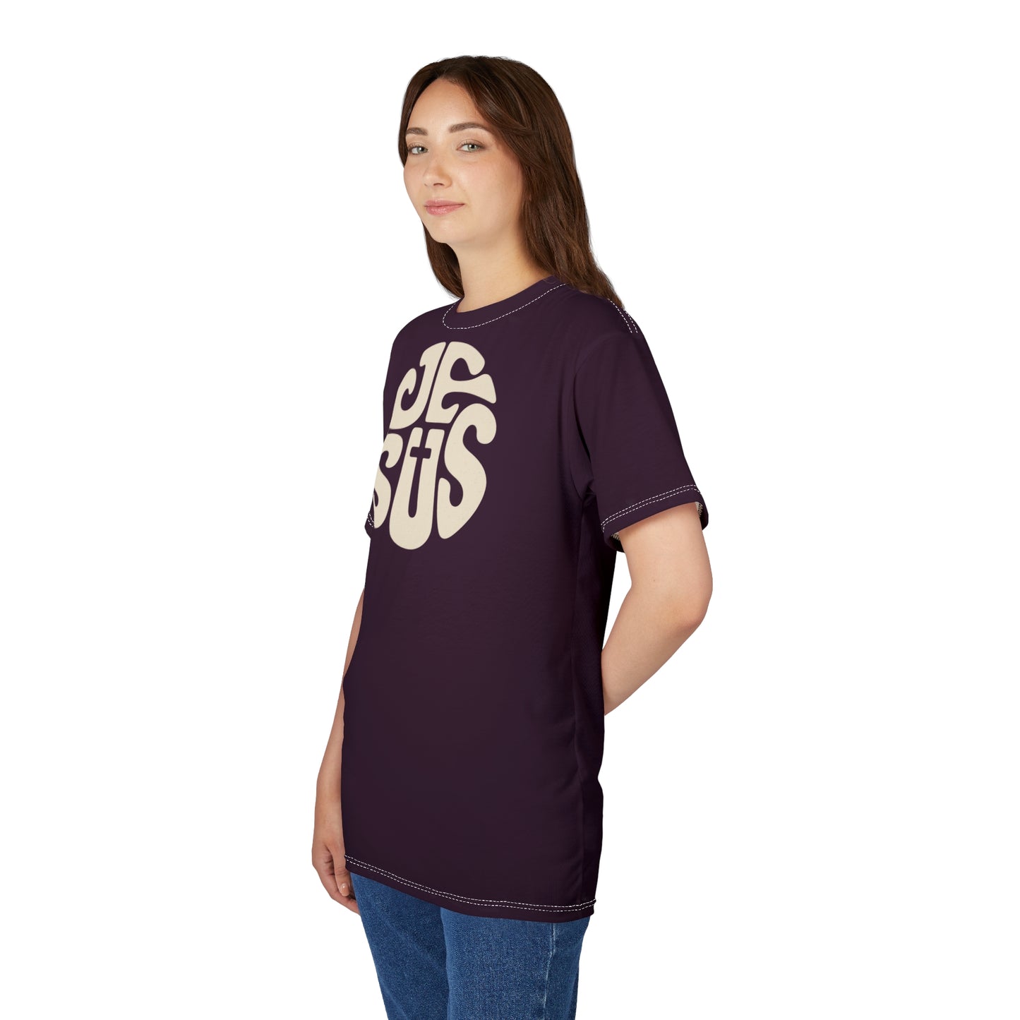 "Retro Jesus", Unisex T-shirt (Greek Aubergine)