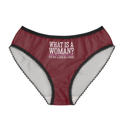 "What is a Woman" #02, Women's Briefs (Dark Cherry Red)