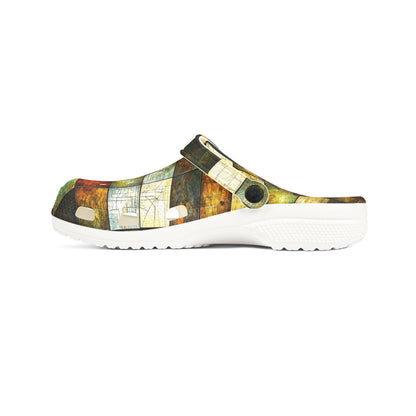 "Wood Block Pattern" #01, Foam Rubber Clogs