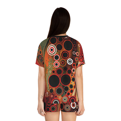 "Abstract #08", Women's Short Pajama Set (White or Black Collar)