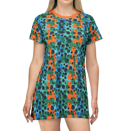 "Midnight Coral", T-Shirt Dress (Midnight Coral Collar)