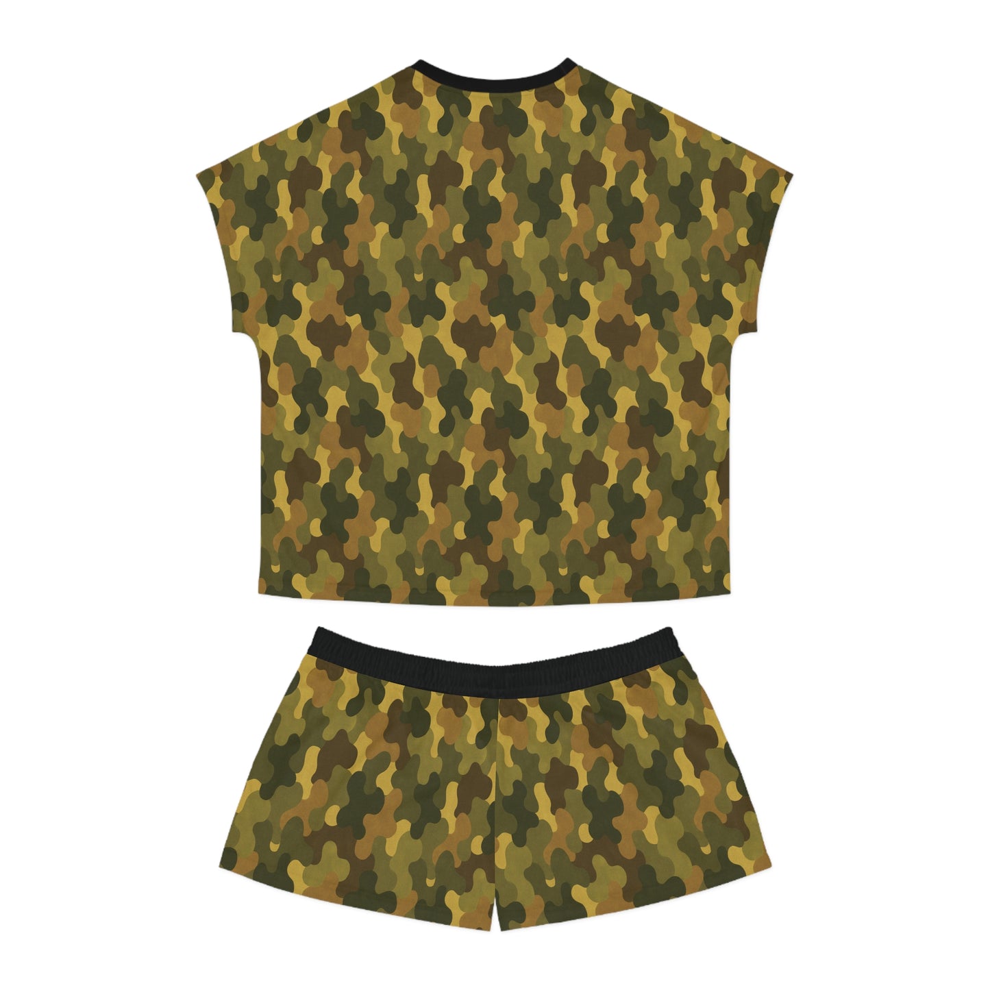 "SASR Day-Ops Camouflage", Women's Short Pajama Set (Black Collar & Waist)