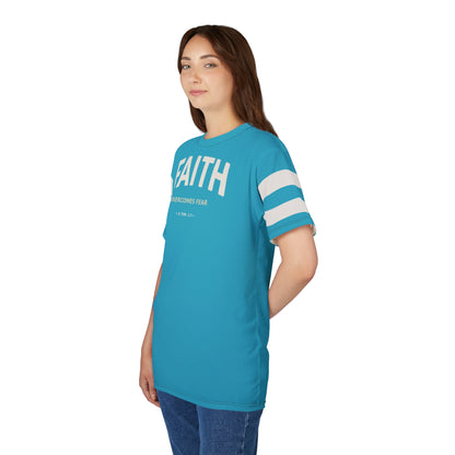 "Faith Overcomes Fear", Unisex Tee (Minoan Blue)
