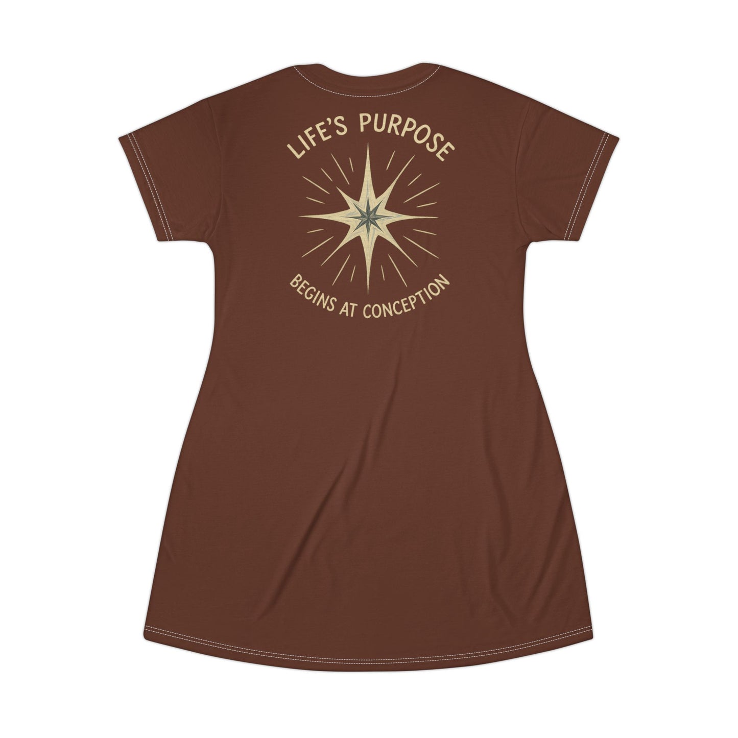 "Life's Purpose Begins at Conception #02", T-Shirt Dress (Raw Chocolate)