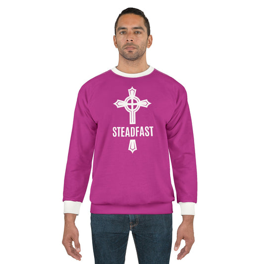 "Steadfast Cross", Unisex Sweatshirt (Prairie Foxglove Pink)