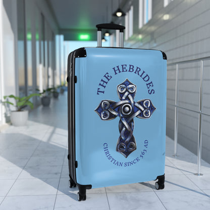 "The Hebrides - Christian Since 563 AD", Suitcases (Sky Blue)