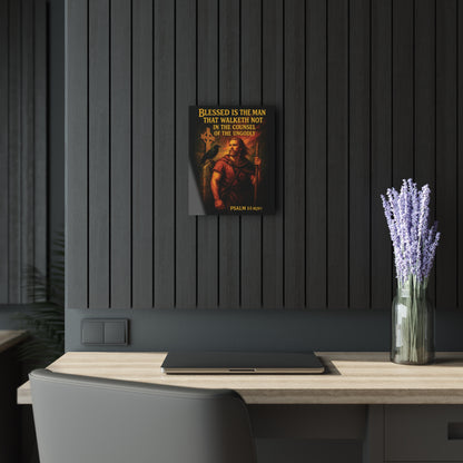 "Psalm 1:1 (KJV)", Acrylic Wall Prints (French Cleat Hanging) (Peatshadow Black)