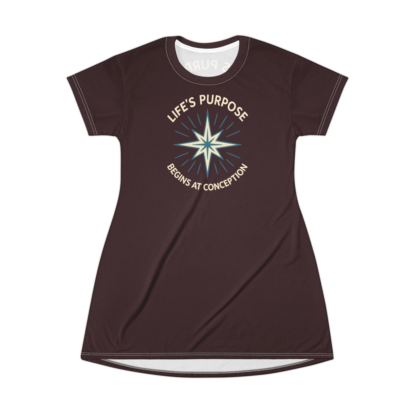 "Life's Purpose Begins at Conception #01", T-Shirt Dress (English Breakfast)