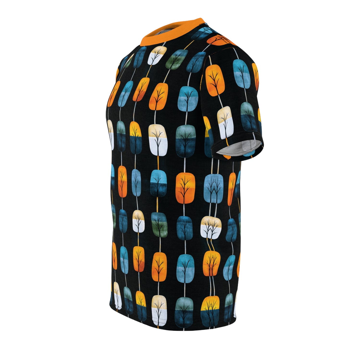 "Skyroot Grove", Unisex Tee (Bold Orange Collar)
