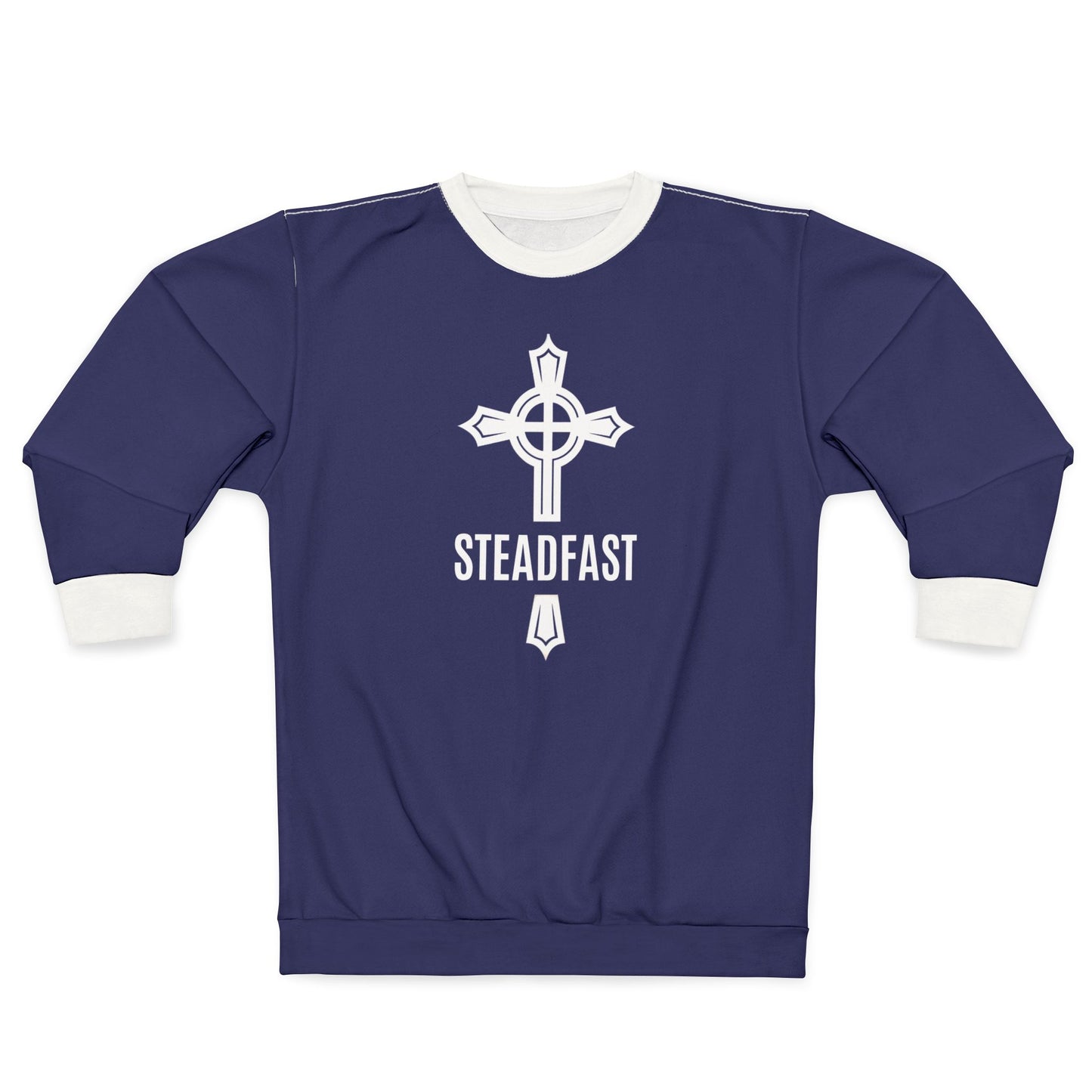 "Steadfast Cross", Unisex Sweatshirt (Midnight Blue)