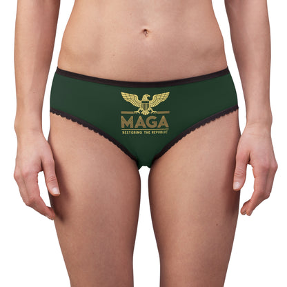 "MAGA - Restoring the Republic", Women's Briefs (Monsoon Green)