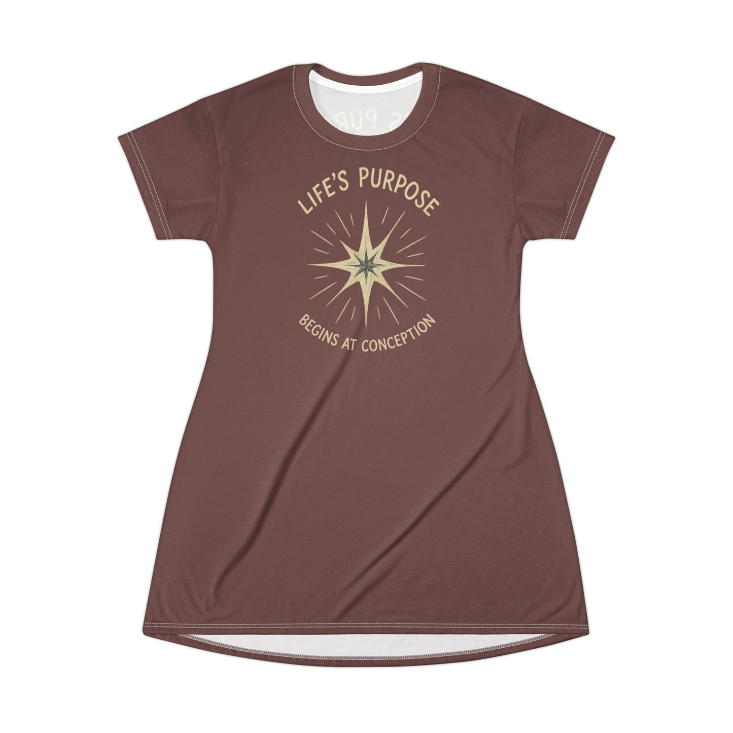 "Life's Purpose Begins at Conception #02", T-Shirt Dress (False Morel)