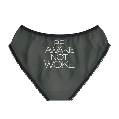 "Be Awake Not Woke" #2, Women's Briefs (Hail Cloud Grey)