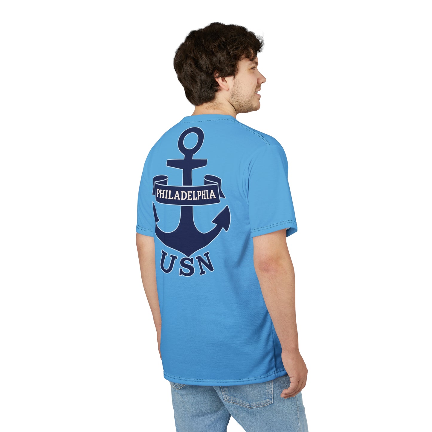 "USN Anchor", Unisex T-shirt (Atlantic Sky)