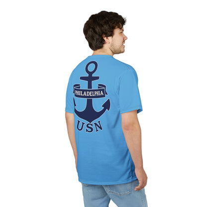 "USN Anchor", Unisex T-shirt (Atlantic Sky)