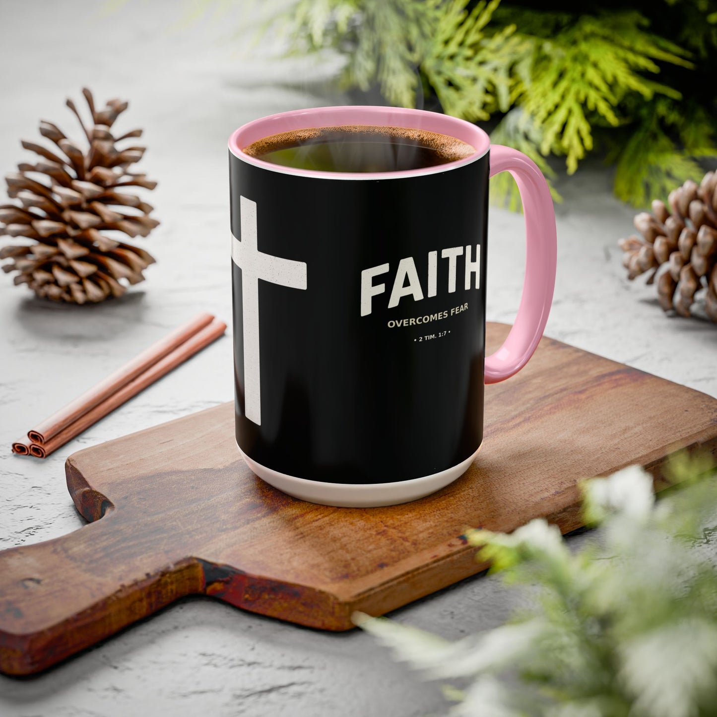 "Faith Overcomes Fear", Colorful Mugs (11oz, 15oz)