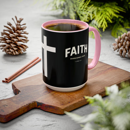 "Faith Overcomes Fear", Colorful Mugs (11oz, 15oz)