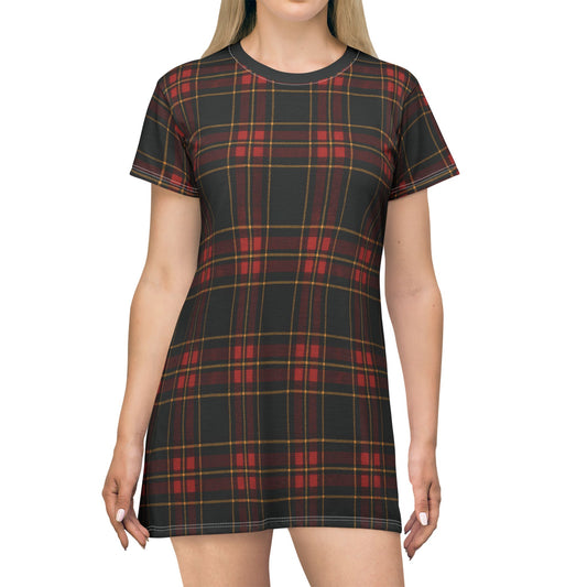 "Kilmor Gallóglach Tartan", T-Shirt Dress (Gallóglach Black Collar)