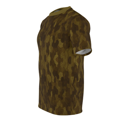 "Swamp Recon Camouflage", Unisex Tee (Bogbrush Olive Collar)