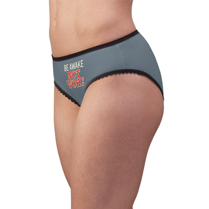 "Be Awake Not Woke" #10, Women's Briefs (Slate Grey)