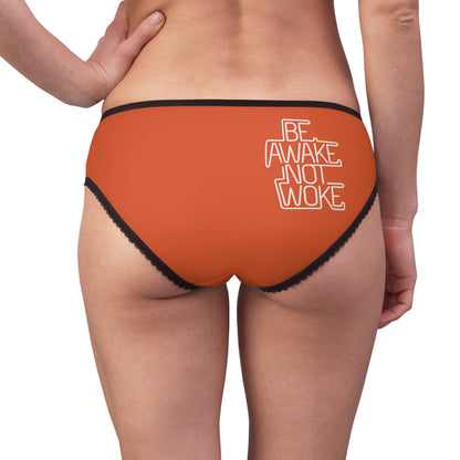 "Be Awake Not Woke" #1, Women's Briefs (Halloween Orange)