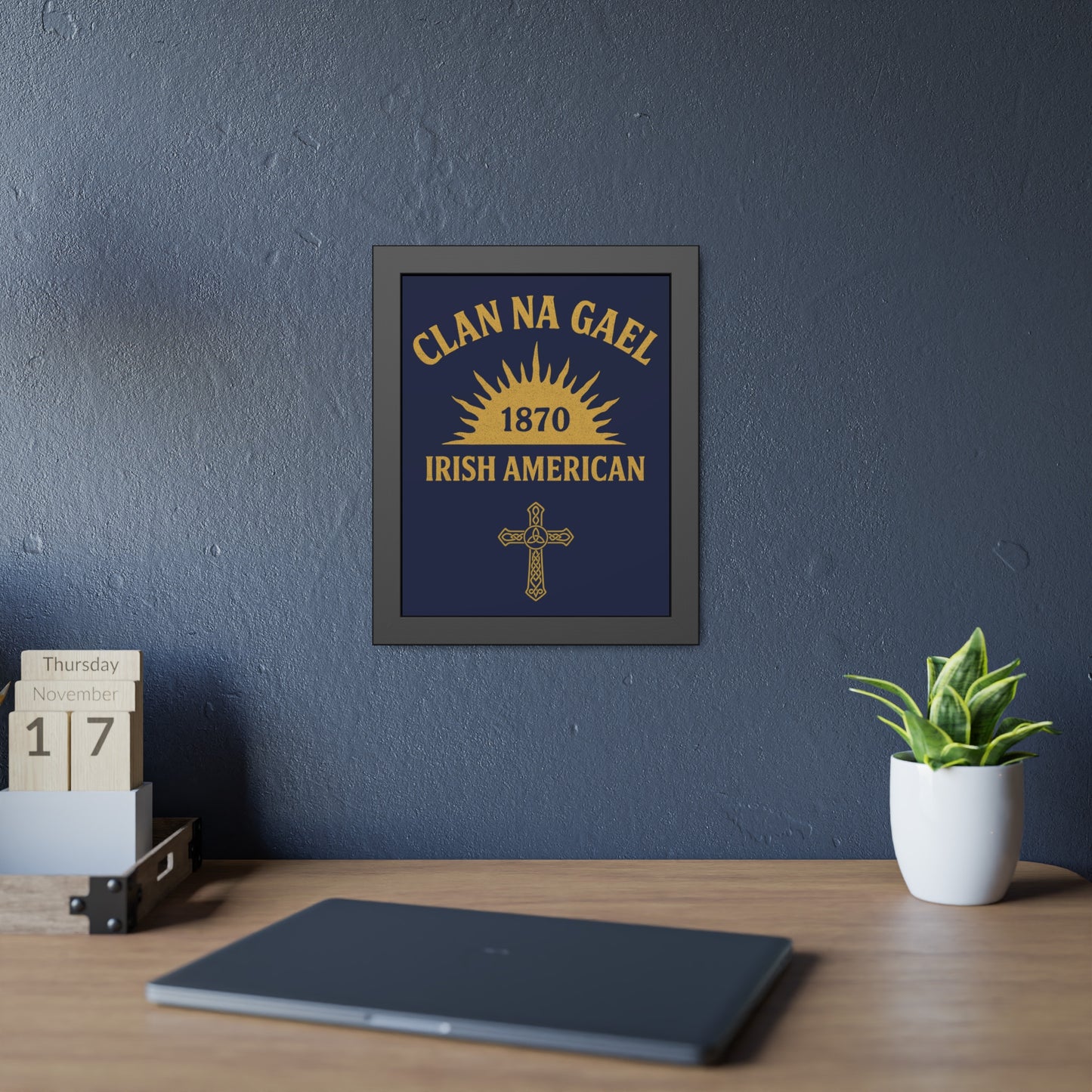 "Clan na Gael - Irish American", Framed Paper Poster (Mariana Blue)