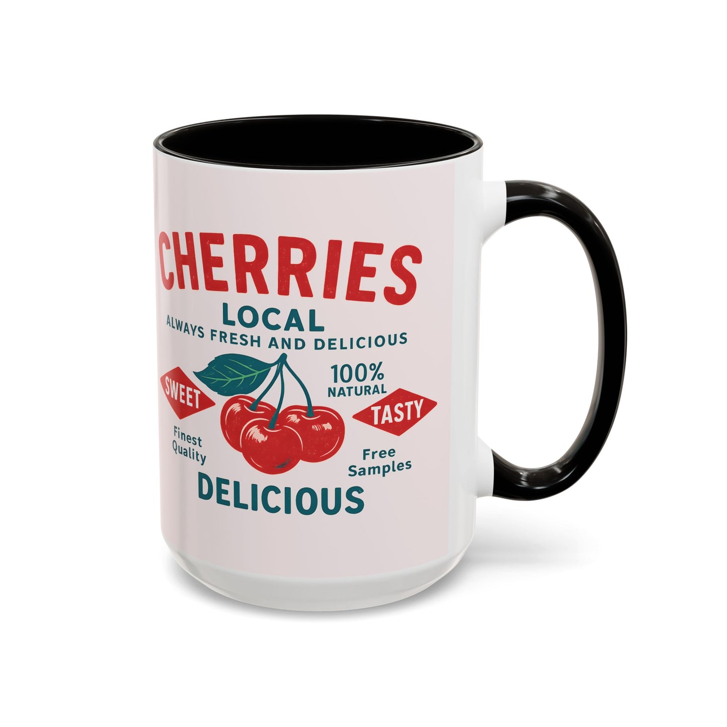 "Delicious Cherries", Colorful Mugs (11oz, 15oz) (Sea Salt Sherbet)