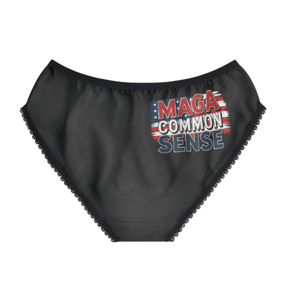 "MAGA Common Sense" #01, Women's Briefs (Void Black)
