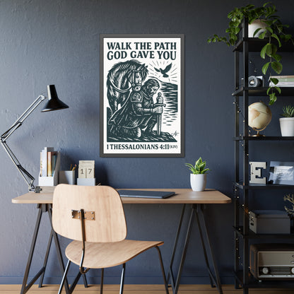 "1 Thessalonians 4:11 (KJV)", Framed Paper Poster (Porcelain White)