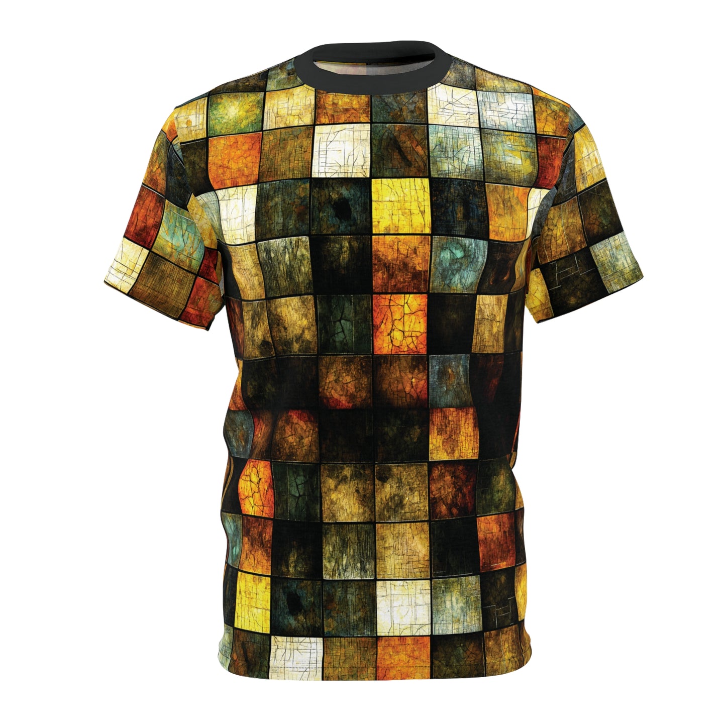 "Wood Block Pattern" #01, Fine Art Unisex T-Shirt (Dark Dùn Grey Collar)