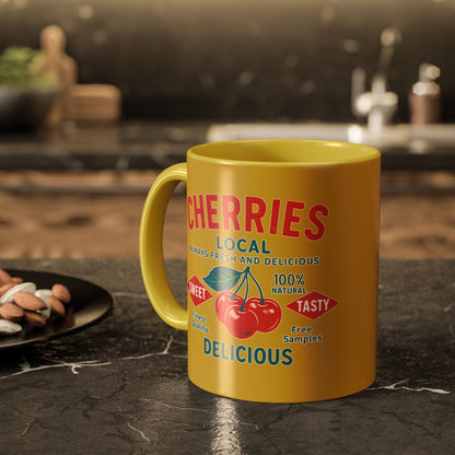 "Delicious Cherries", Colorful Mugs (11oz, 15oz) (Forgelight Gold)