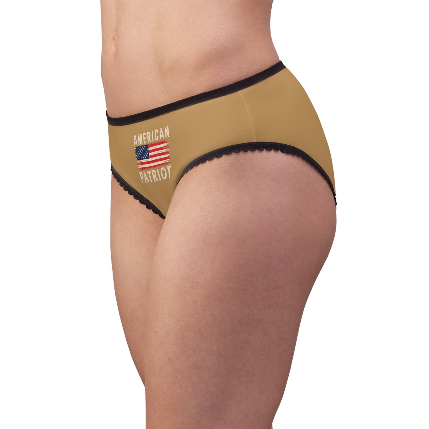"American Patriot" with Flag #02, Women's Briefs (Vintage Orange)