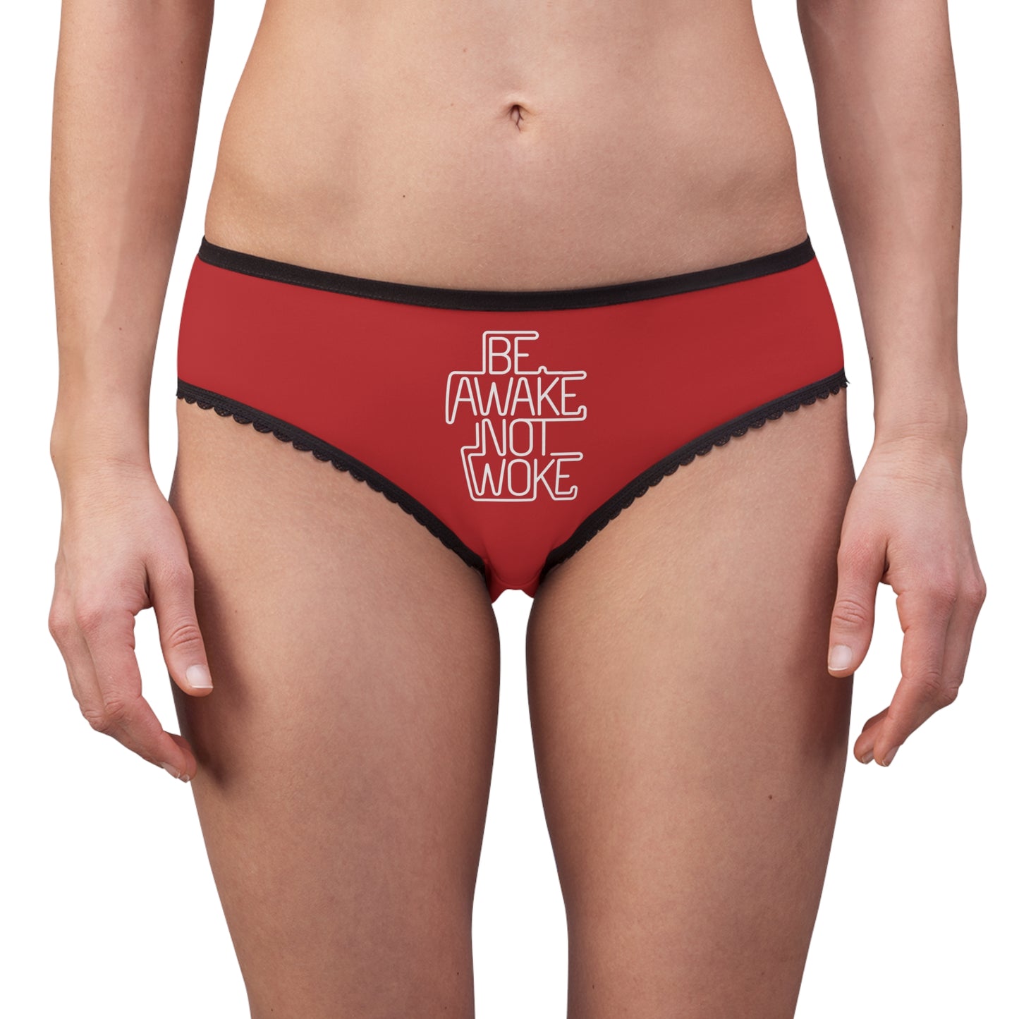 "Be Awake Not Woke" #1, Women's Briefs (Venetian Red)