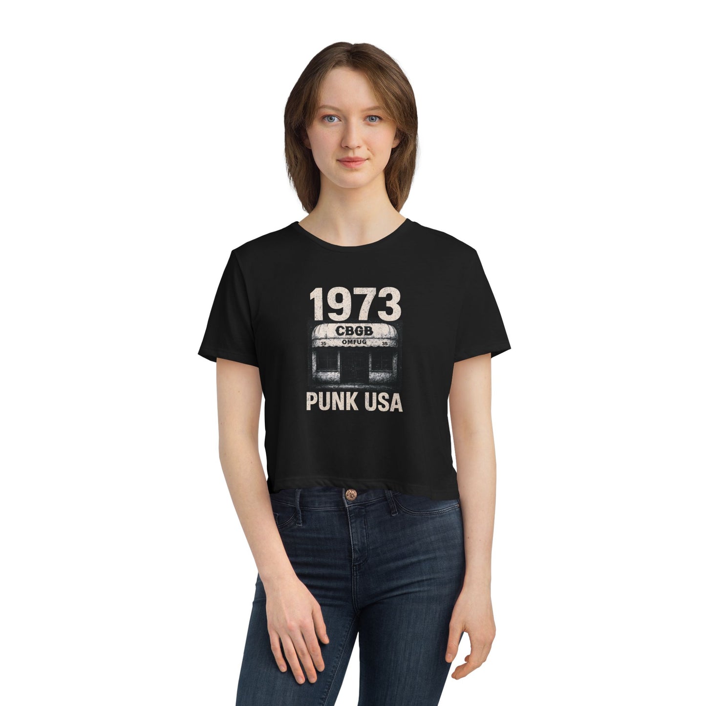 "1973 Punk USA", Women's Flowy Cropped Tee