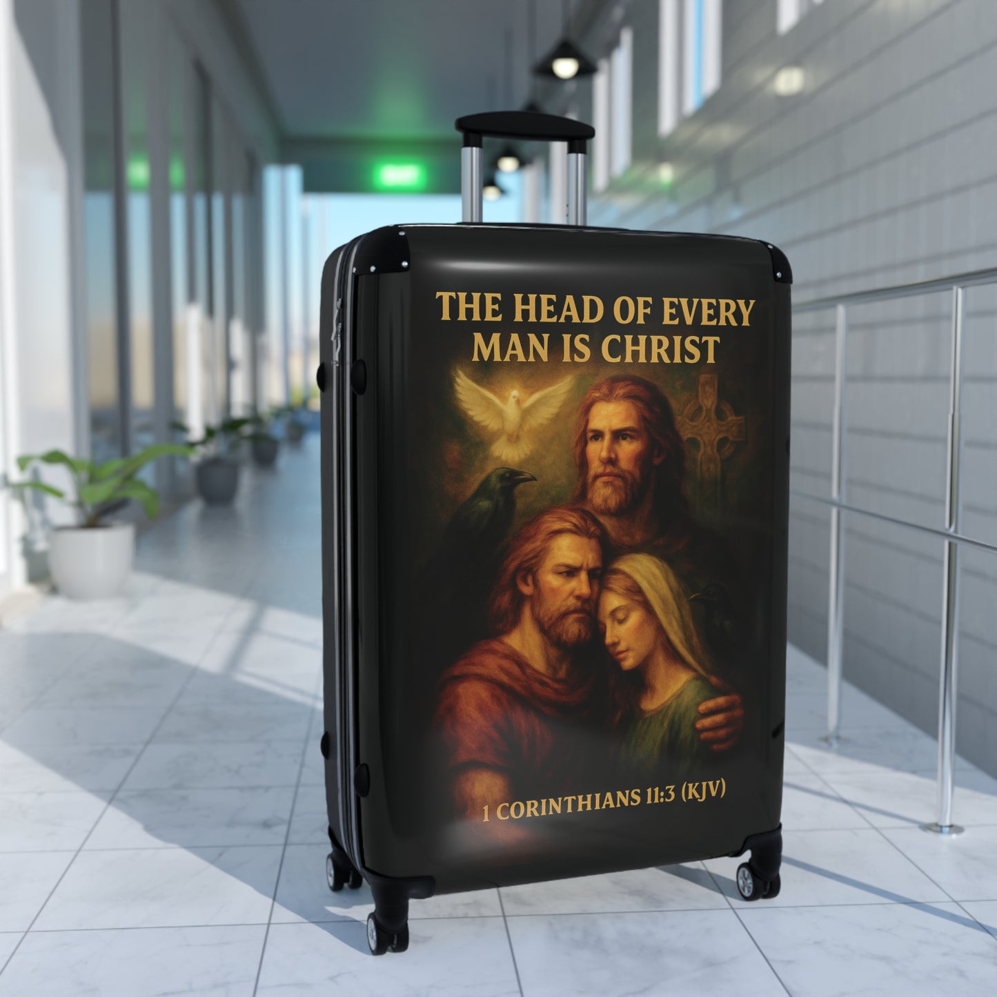 "1 Corinthians 11:3 (KJV), Suitcases (Void Black)