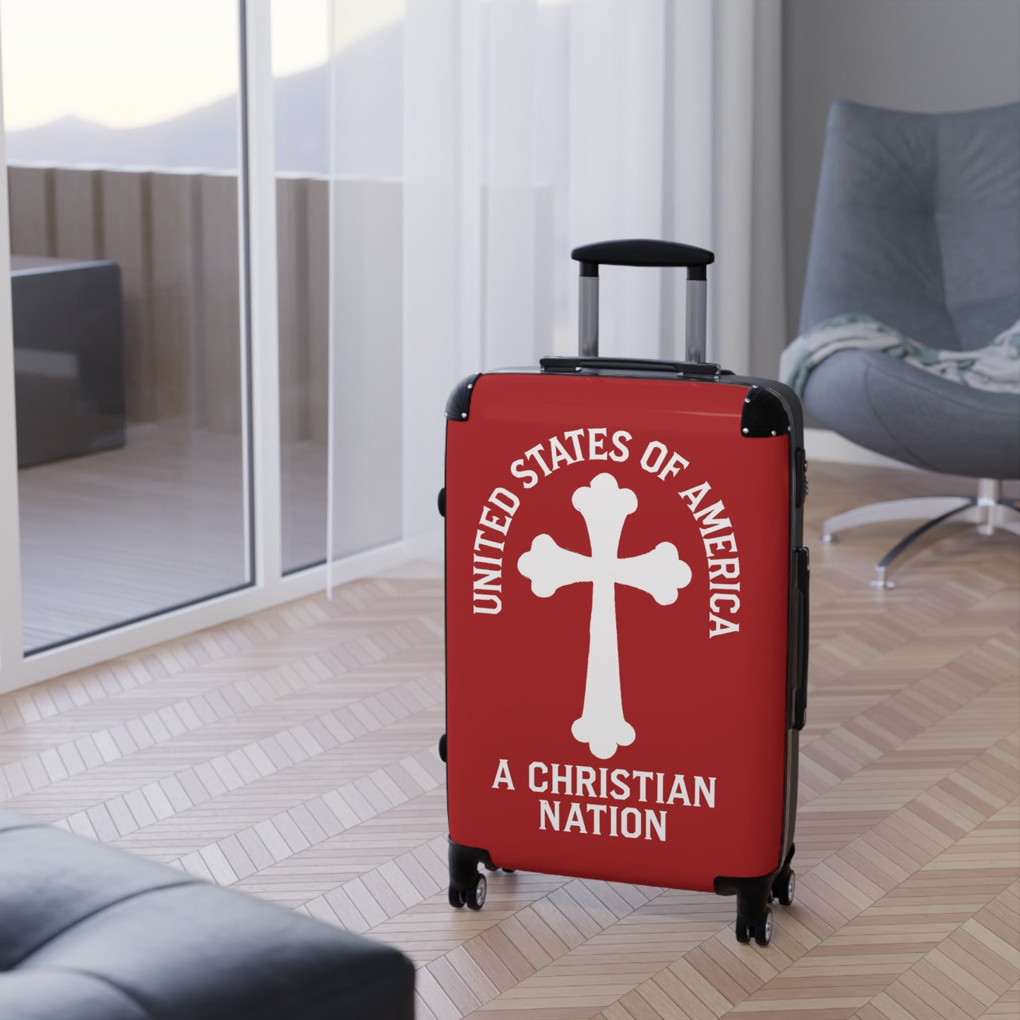 "USA - A Christian Nation" #04 Suitcases (Carnelian Red)