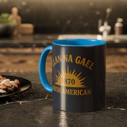 "Clan na Gael - Irish American", Colorful Mugs (11oz, 15oz) (Blue Burka Grey)