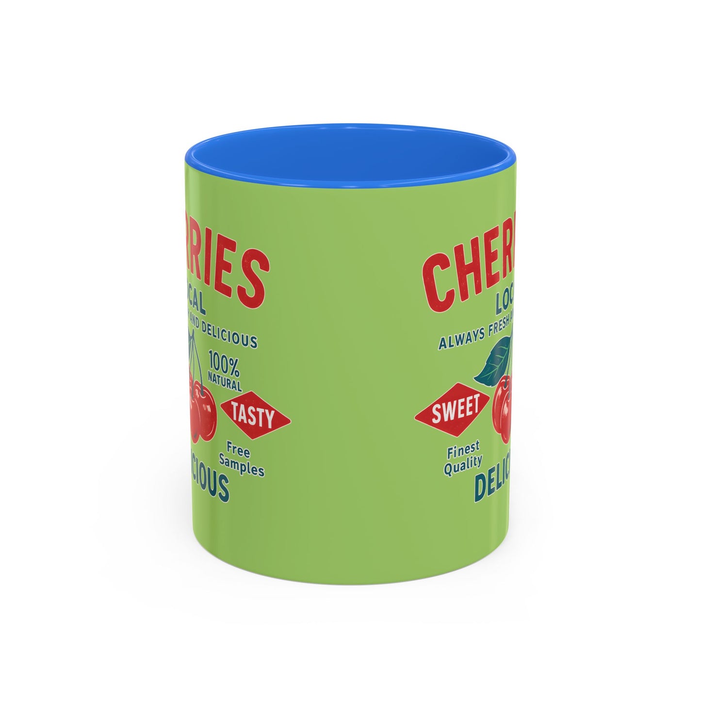"Delicious Cherries", Colorful Mugs (11oz, 15oz) (Orchard Lime)