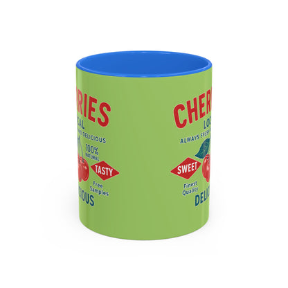 "Delicious Cherries", Colorful Mugs (11oz, 15oz) (Orchard Lime)