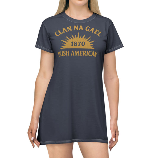 "Clan na Gael - Irish American", T-Shirt Dress (Blue Burka Grey)