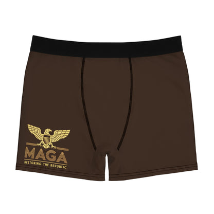 "MAGA - Restoring the Republic", Men's Boxer Briefs (Dark Chocolate Brown)