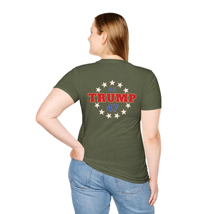 "Trump 45-47 Circle of Stars", Unisex Softstyle T-Shirt