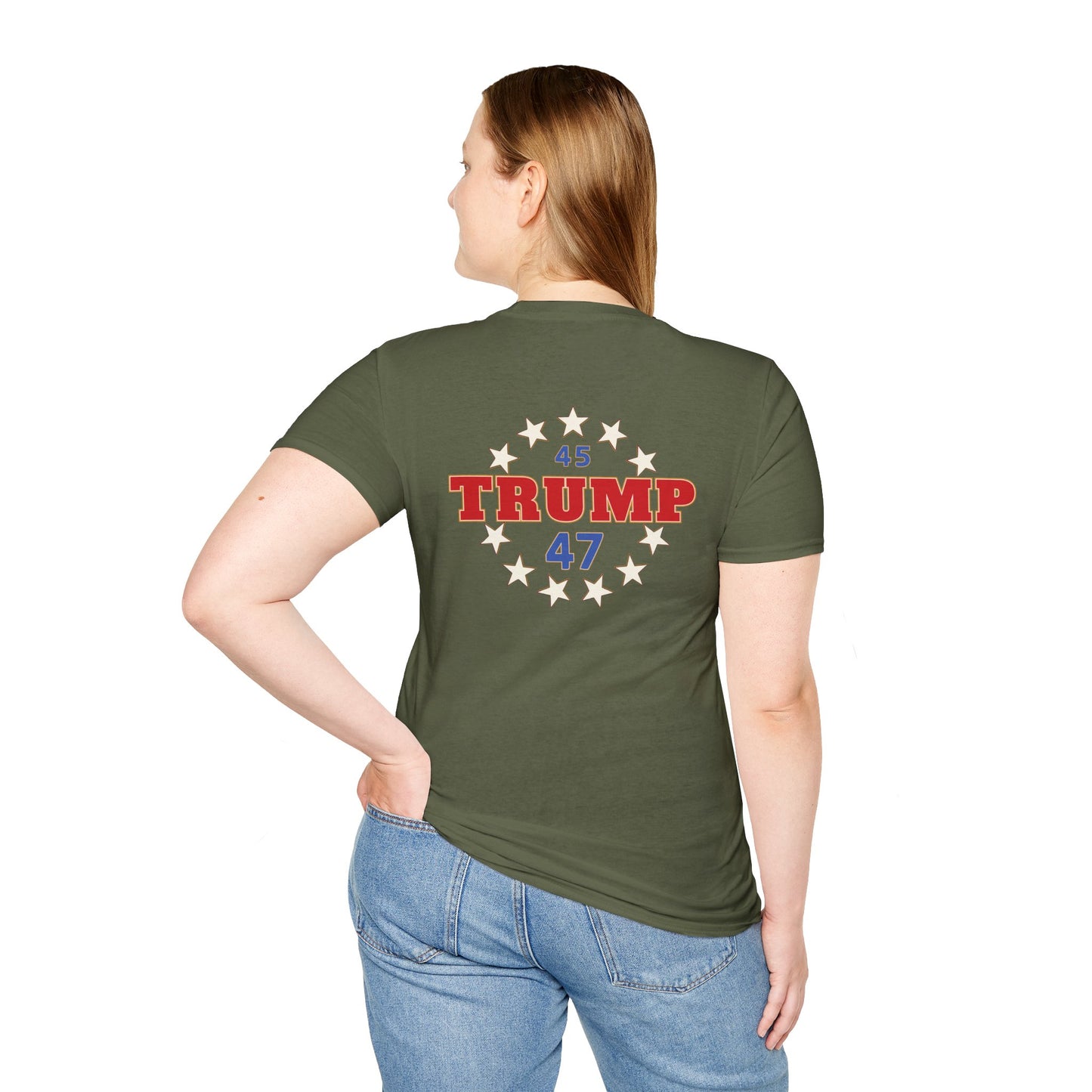 "Trump 45-47 Circle of Stars", Unisex Softstyle T-Shirt