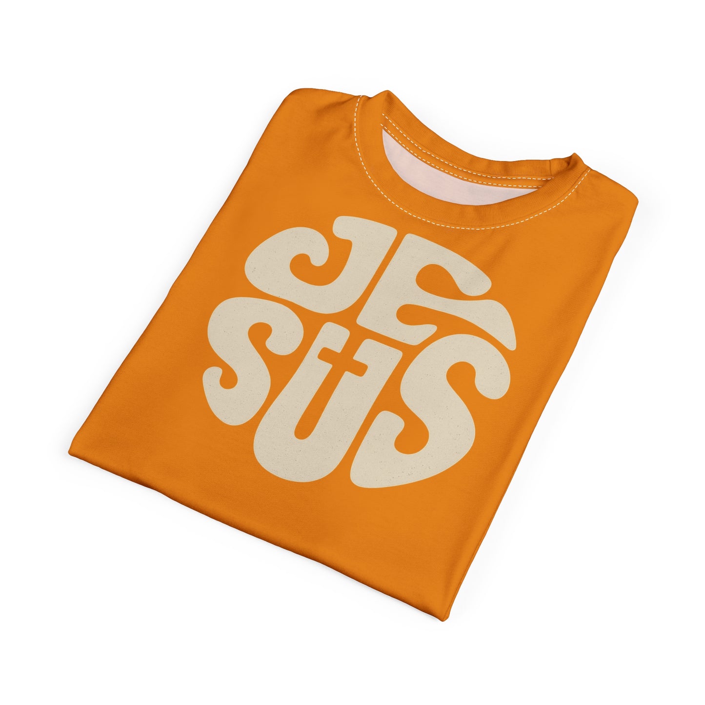 "Retro Jesus", Unisex T-shirt (Dutch Orange)