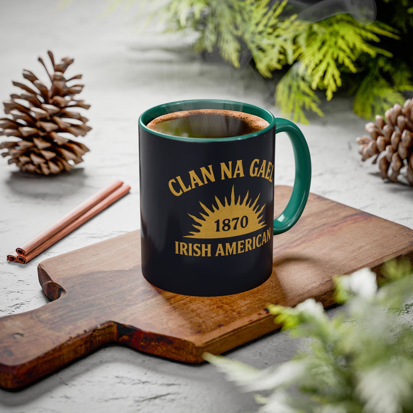 "Clan na Gael - Irish American", Colorful Mugs (11oz, 15oz) (Black Denim)