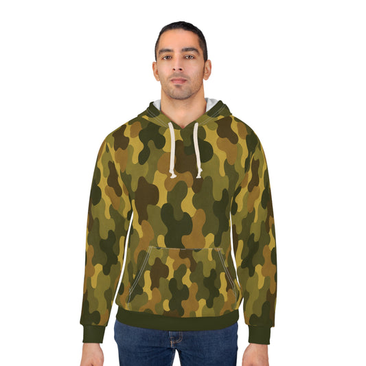 "SASR inspired Day-Ops Camouflage" Style 01, Unisex Wearable Art Pullover Hoodie (SASR Green Cuffs & Waist)